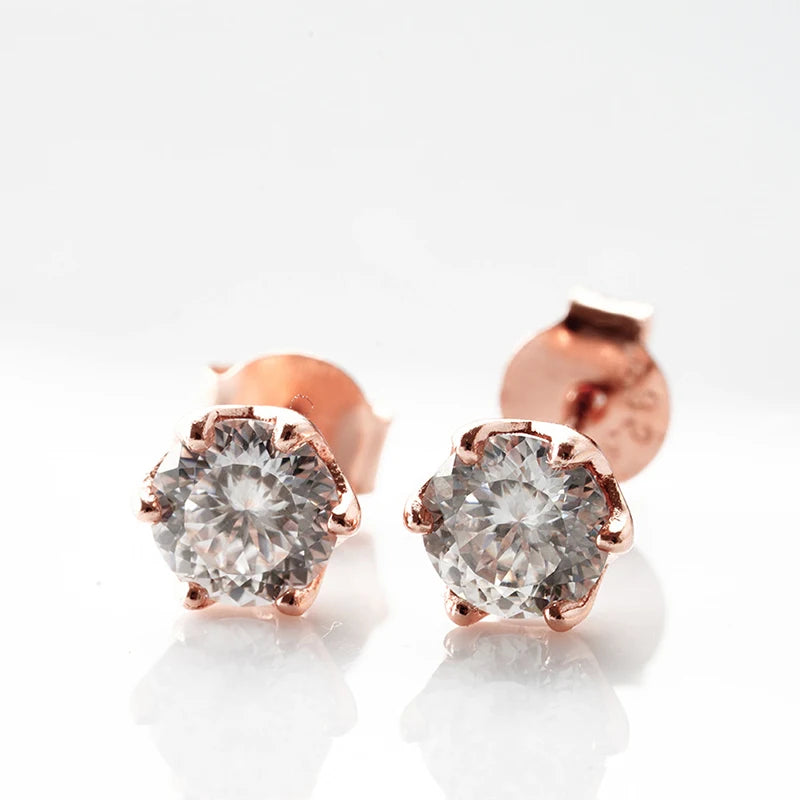 Joyce Kelly GRA-zertifizierte 0,5/1/2 CT Moissanit-Ohrringe für Damen, rosévergoldeter Sterlingsilber-925-Schmuck, heißer Verkauf, Ohrstecker