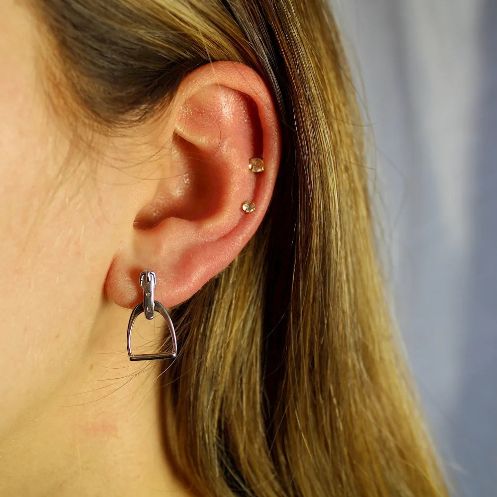 100% Sterling Silber geometrische Steigbügel Tropfen Ohrringe für Frauen Roségold/Gold/Silber Farbe einfaches Design niedlichen feinen Schmuck
