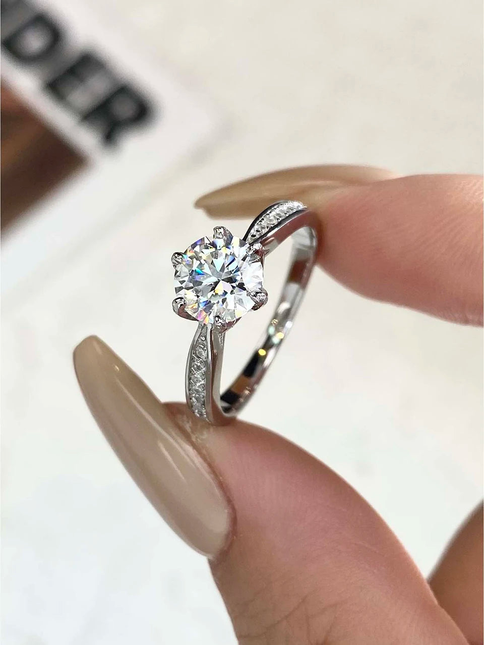 Damen Moissanit Verlobungsring