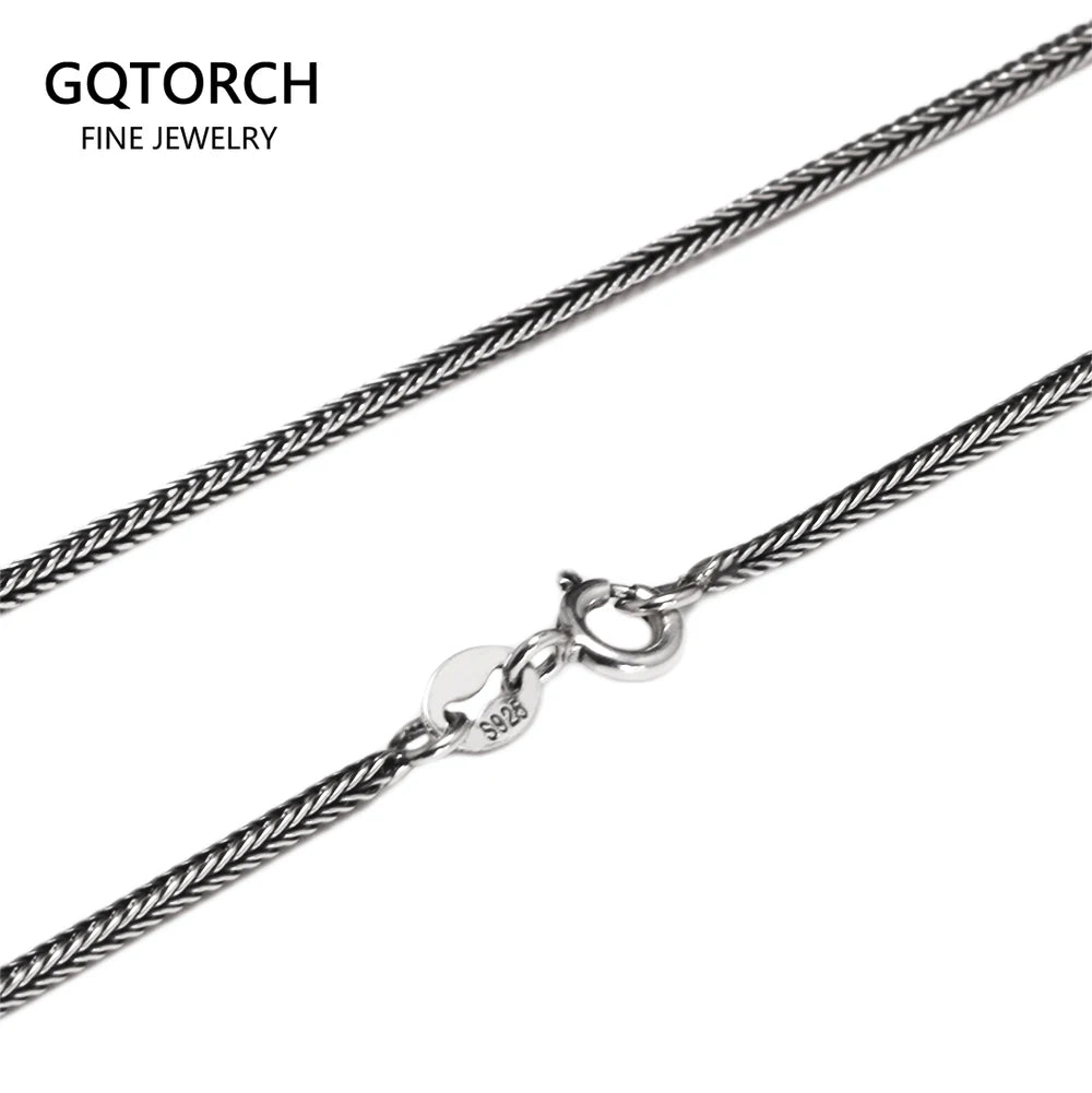 1,2 mm echte 925er Sterlingsilber-Halskette für Herren und Damen, Vintage-Fuchsschwanz, Vintage-Stil, massives Thai-Silber, italienischer feiner Schmuck