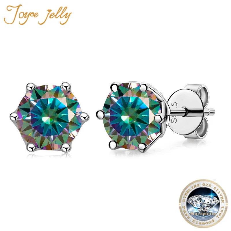 JoyceJelly 1/2/4CT VVS D Farbe Moissanit Russische Cut 8H8A Labor Diamant Stud Ohrringe Für Frauen S925 Sterling silber Edlen Schmuck