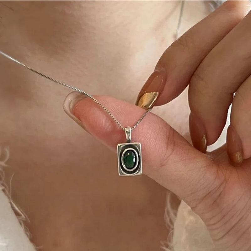 PANJBJ Onyx-Halskette aus 925er-Sterlingsilber für Frauen und Mädchen, prägnante Individualität, Modeschmuck, Geburtstagsgeschenk, Dropshipping