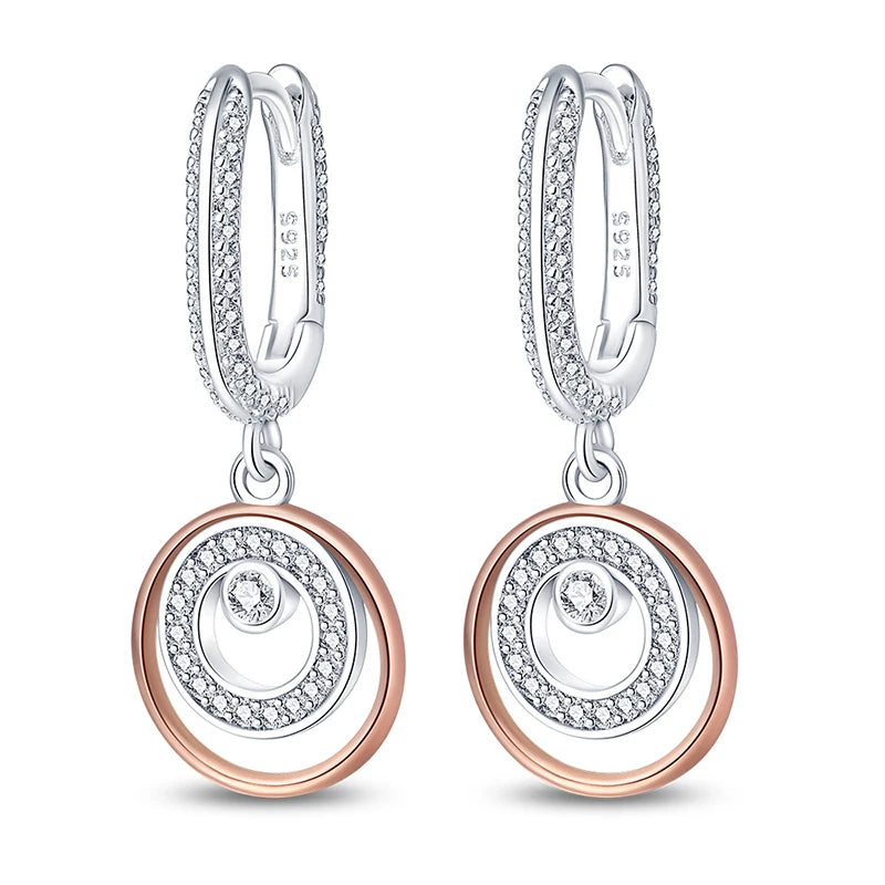 Heißer Verkauf 925 Sterling Silber Klassische Multi Ring Ohrringe Serie Tropfen Ohrringe Für Frauen Party Feines Geschenk Elegante Geburtstag Schmuck