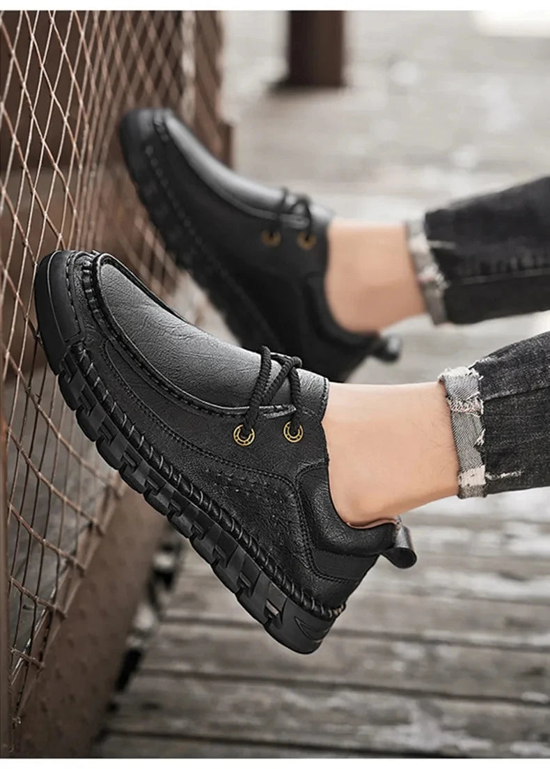 Handgefertigte Herren-Lederschuhe – Bequeme Casual Loafer aus Spaltleder
