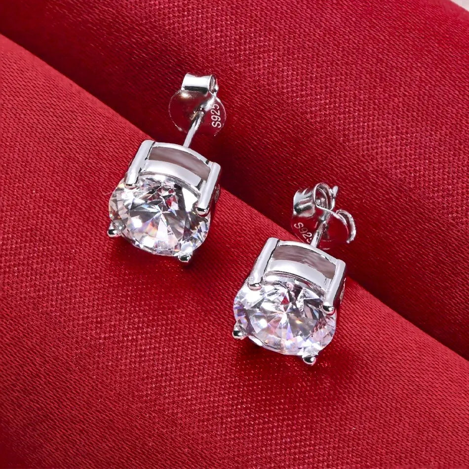 0,5-2 Karat 8,0 mm D Farbe Moissanit 100 % 925 Sterling Silber Ohrstecker für Frauen Top Qualität funkelnder Hochzeitsschmuck