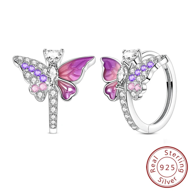 Creolen Neue Original 925 Sterling Silber Süße Herz Bogen Runde Zirkon Ohrstecker Für Frauen Mädchen Edlen Schmuck