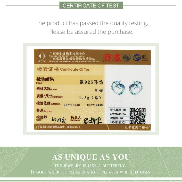 Bamoer Luxus-Ohrringe für Mädchen aus 925er-Sterlingsilber, Regenbogen-Schmetterling, niedlich, schick, lustig, Ohrstecker, Original für Damen, Party, edler Schmuck