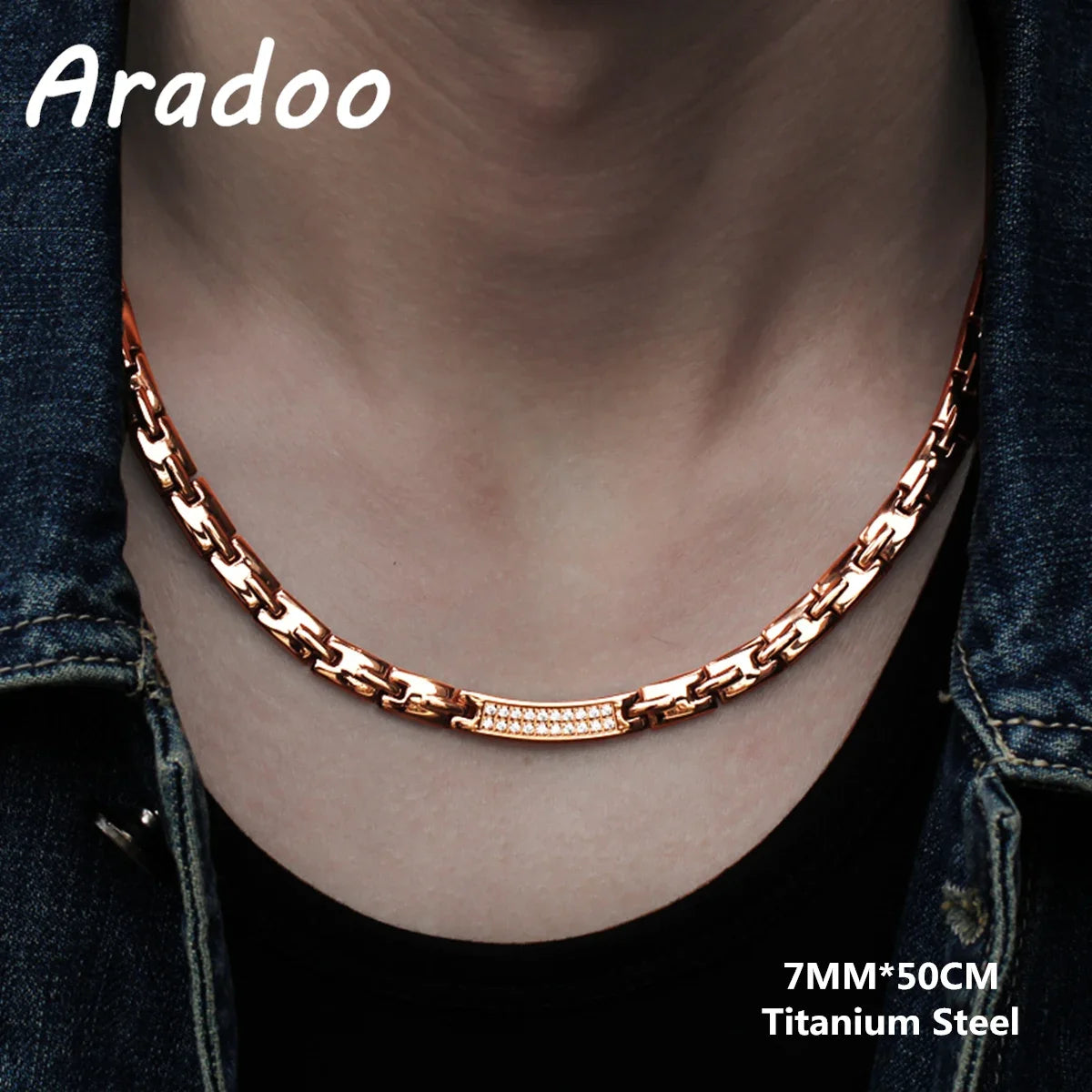 ARADOO Titan Stahl Zirkonia Magnetische Halskette Hämatit Therapie Edelstahl Halsband Halskette Kragen