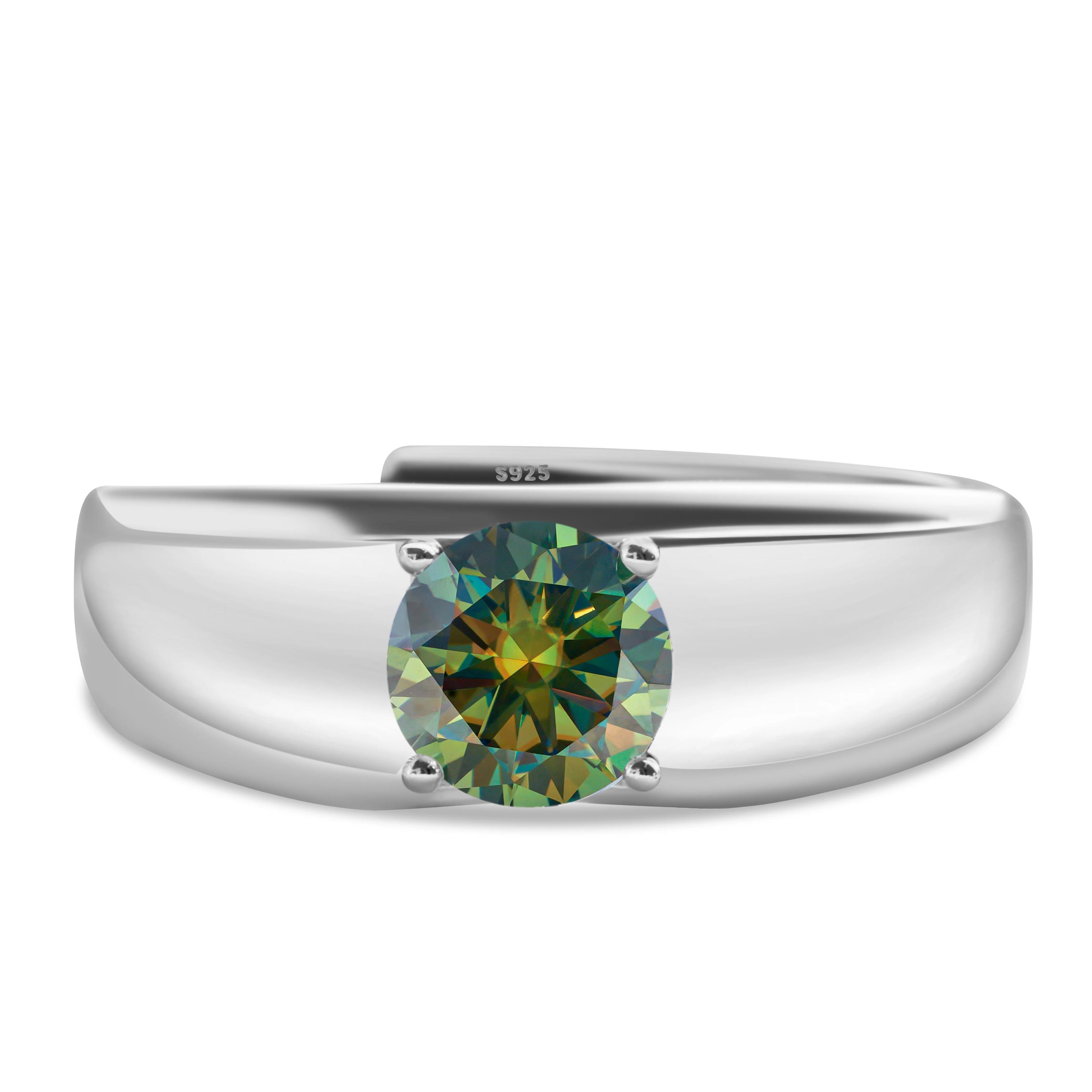 925er Silber-Ring mit 1 Karat Moissanit – Weißgold plattiert für Verlobung & Hochzeit