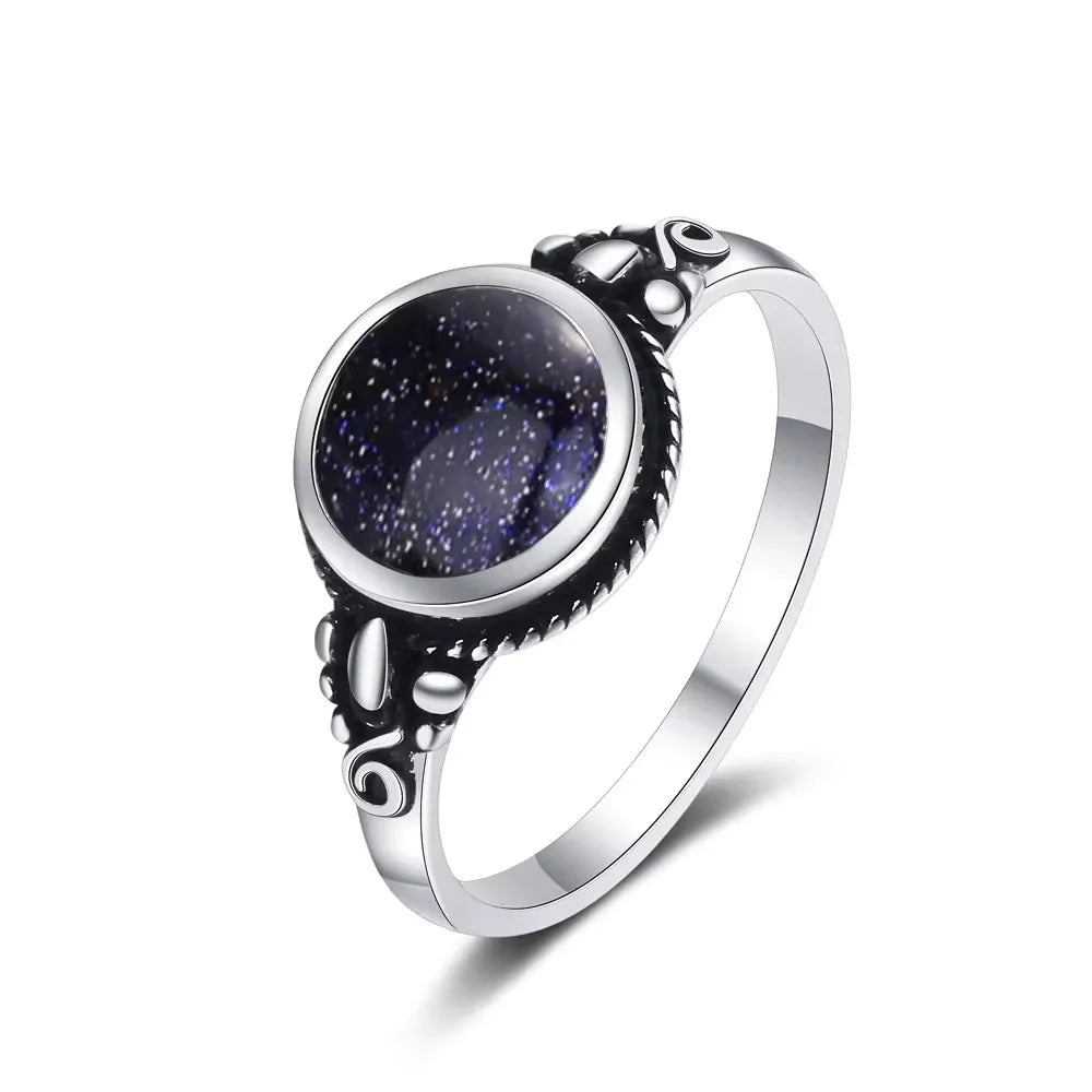 925 Silber Mondstein-Ring Herren