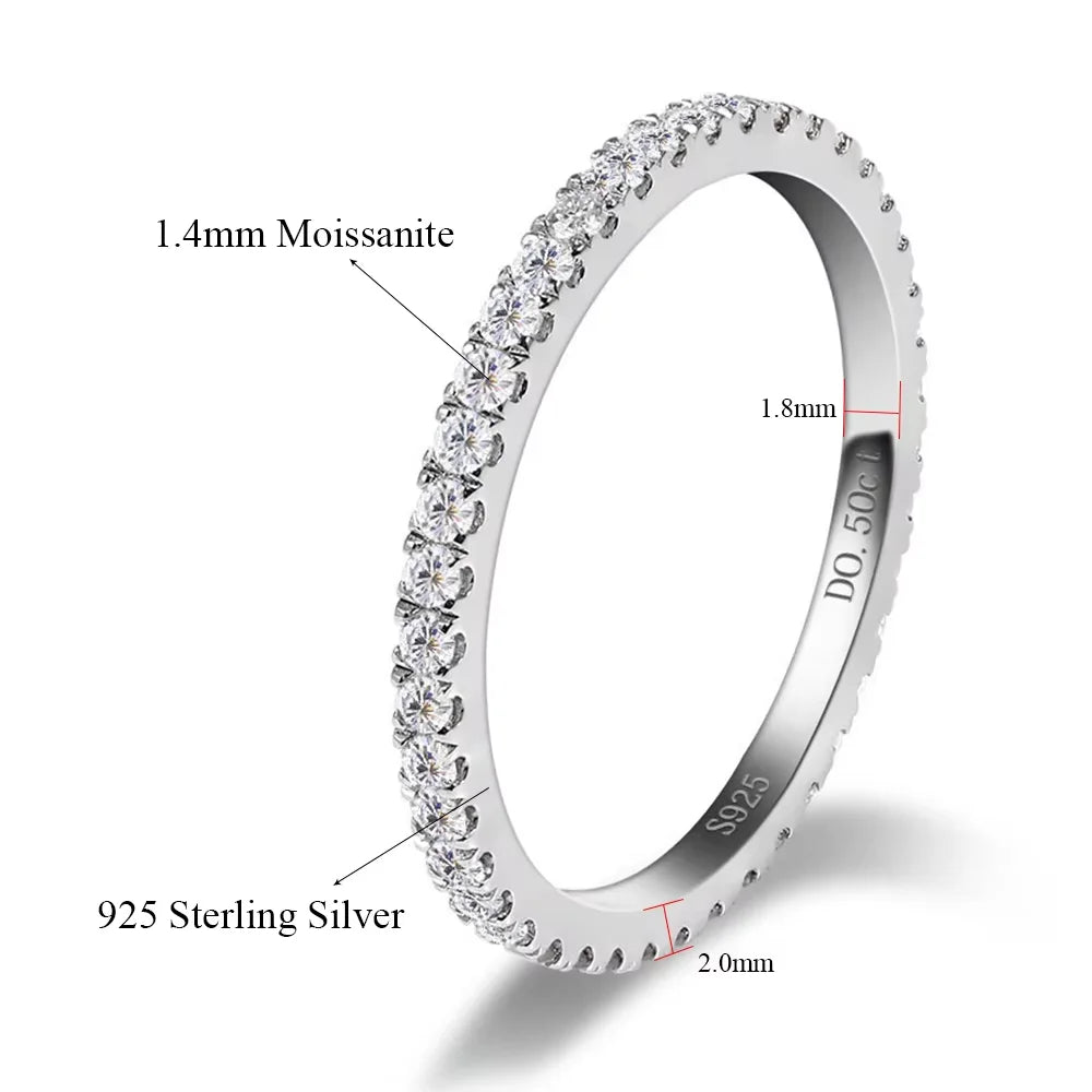 Damen Schwarzer Moissanit-Eternity-Ring