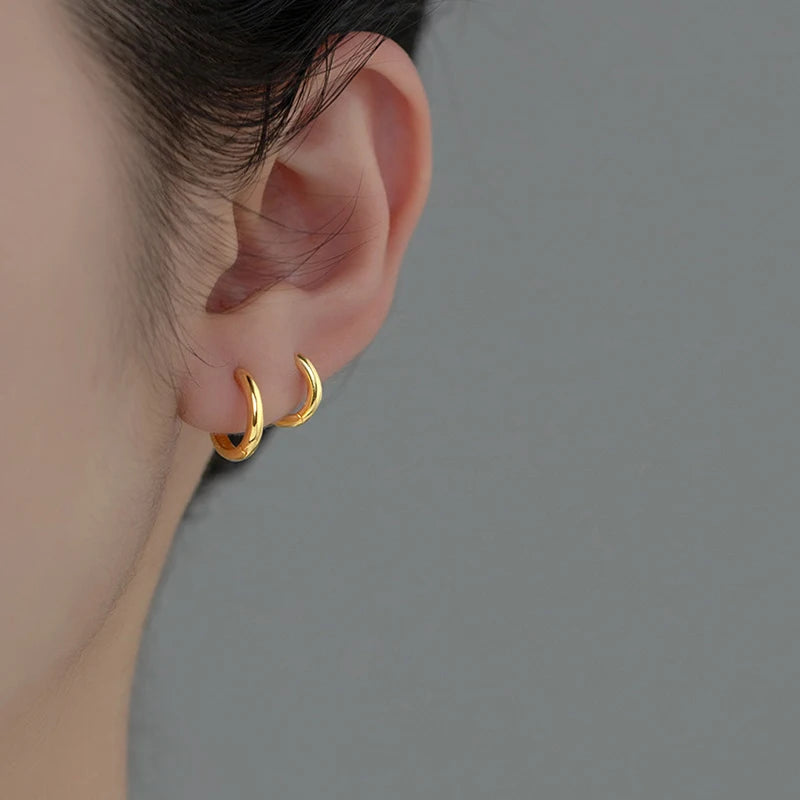 Inzatt echtes 925er Sterling silber 10/12/14/16/18mm runde Creolen für Damen klassischer edler Schmuck geometrische Accessoires