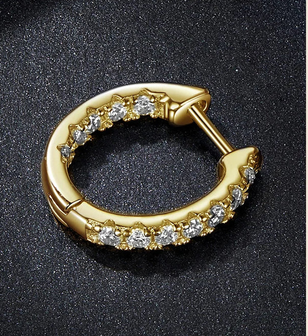 925 Silber Gold-Moissanit Creolen