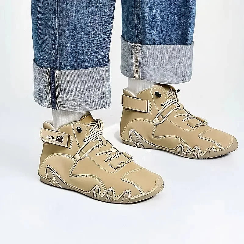 Herren Retro Leder Sneaker – Atmungsaktive Outdoor Sommer Freizeitschuhe