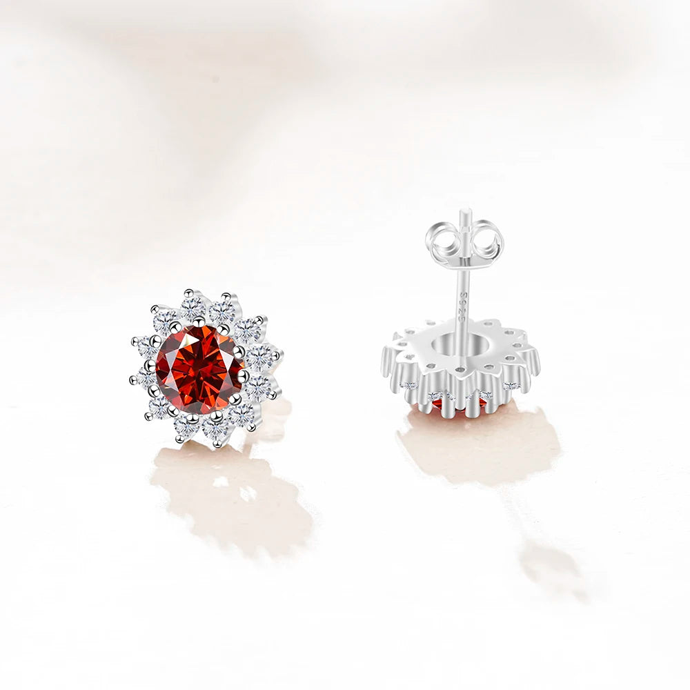 Joyce Kelly 1 Karat D Farbe Moissanit Diamant Ohrringe S925 Sterling Silber Schmuck für Frauen Sonnenblumenförmige Ohrstecker Hochzeit