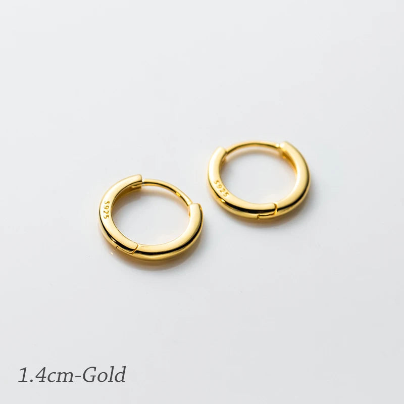 MODIAN 925 Sterling Silber Einfache Kreis-Ohrschnalle 14 mm - 18 mm platinierte hypoallergene Creolen für Damenschmuck