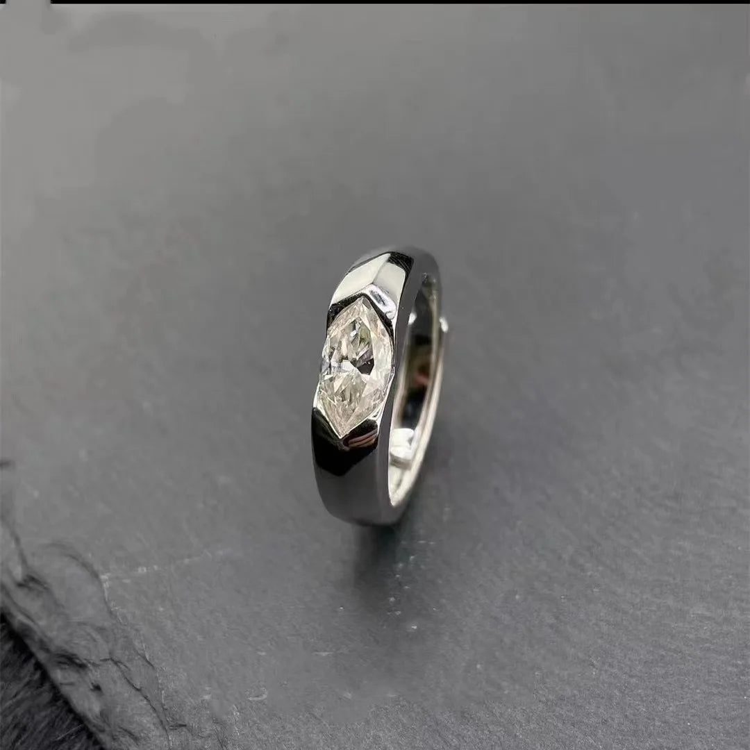 S925 Silber Moissanit-Ring – Marquise Damen & Herren