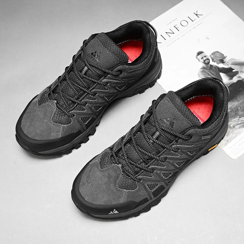 HIKEUP Modische Outdoor-Schuhe, Wandern, Herren, Sport, lässig, Bergtrekking-Stiefel, Camping-Sneaker für Herren, rutschfest, verschleißfest