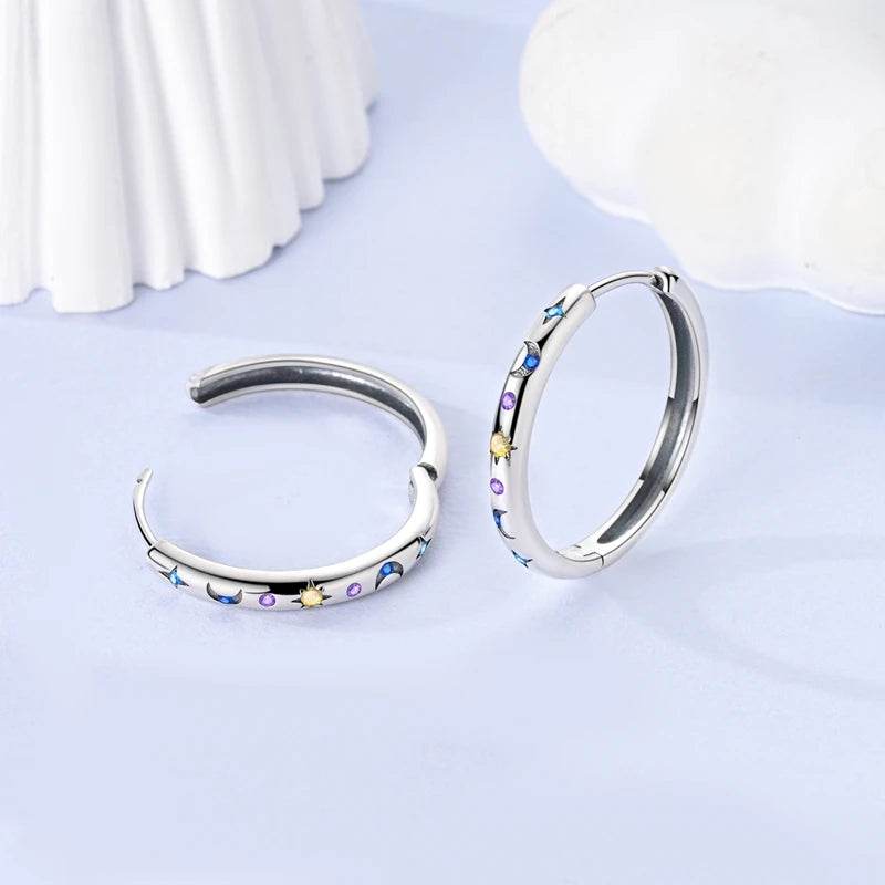 Damen-Ohrringe, 925er-Sterlingsilber, Creolen, Herz, Zirkon, Stern-Tropfenohrringe für Damen, Mode, Party, Geburtstag, Schmuck, Geschenke
