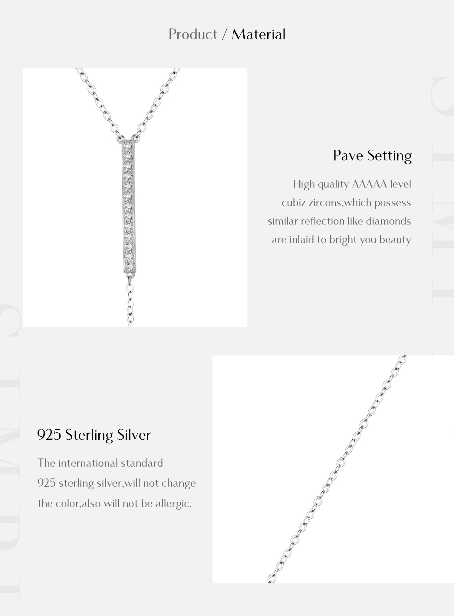 MODIAN Trendy Gliederkette Lariat Halskette 925 Sterling Silber Langer Stab Zirkon Y-förmige stapelbare Halsketten für Frauen Schmuck