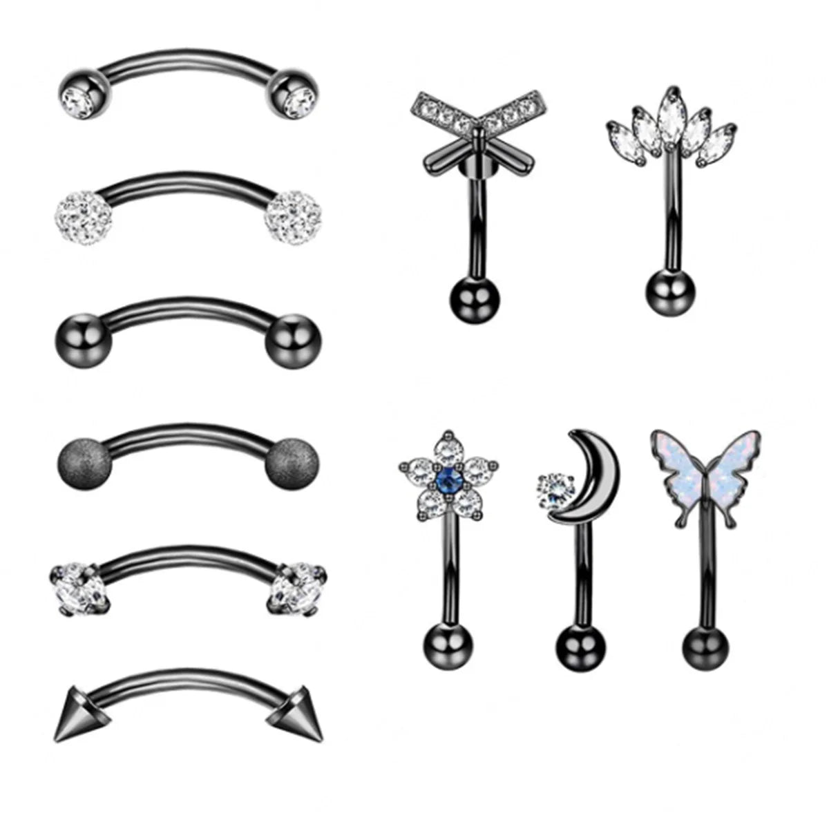 11er Set Hypoallergener Piercing Schmuck Edelstahl fur Knorpel und Augenbraue