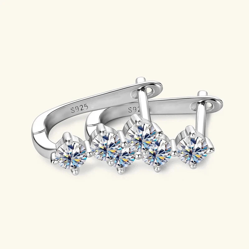 1,7 cttw D Farbe Moissanit Ohrringe Halskette 925 Sterling Silber Y-förmiger Anhänger Halsketten Schmuckset für Frauen Charmantes Geschenk