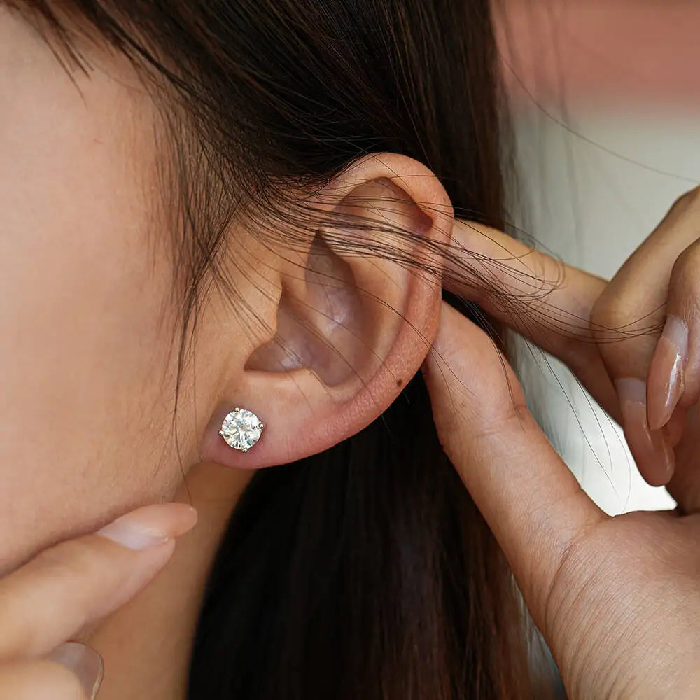 TY 2,0 ct Moissanit Ohrringe Für Frauen Lab Grown Dia Ohr Studs Sterling Sier Edlen Schmuck Geschenk S925 Sterling Silber Ohrringe
