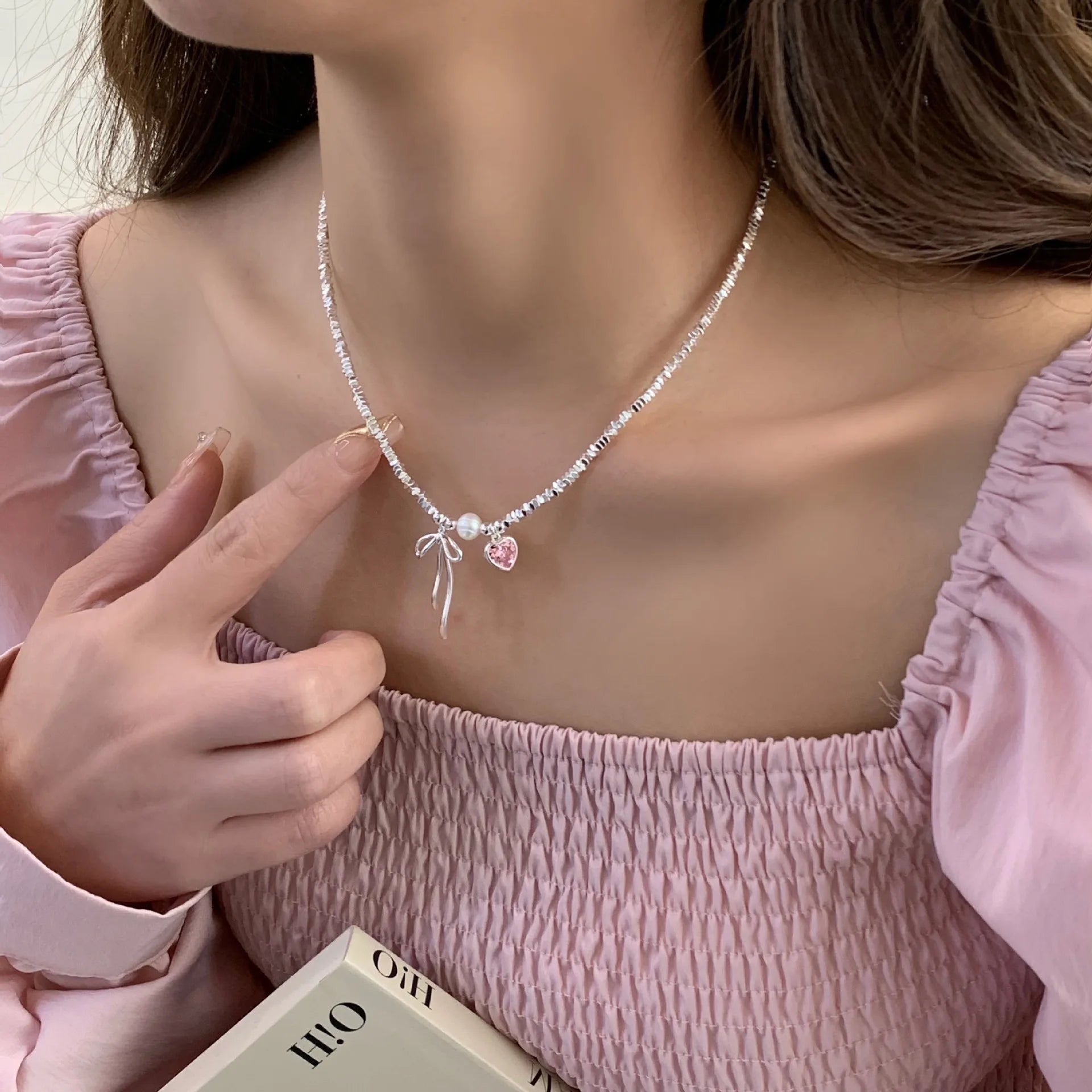 Halskette aus 925er-Sterlingsilber, schwarze Perlen, quadratisch, unregelmäßig, Punk, geometrisch, für Frauen und Mädchen, Schmuck, Geschenk, Dropshipping, Großhandel