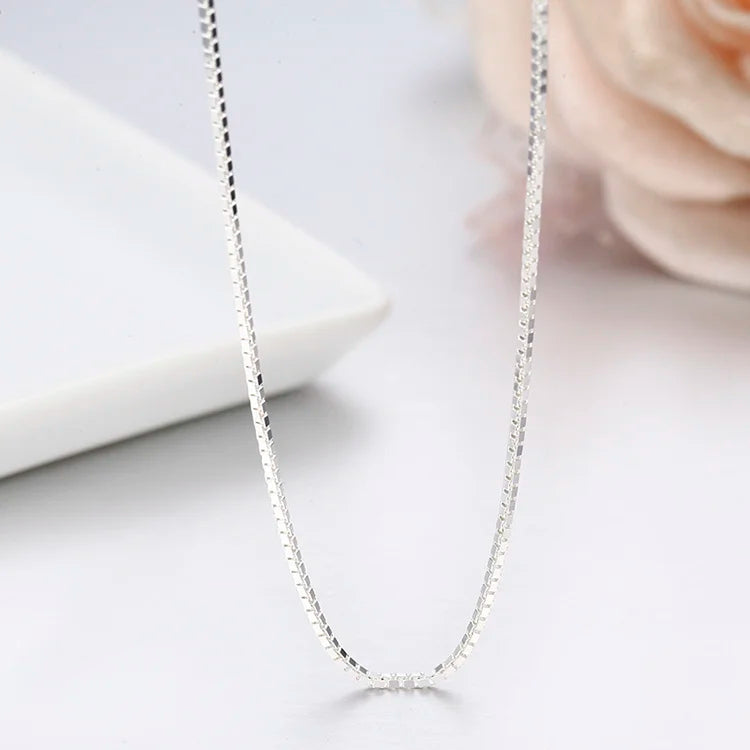 35 cm-80 cm 1mm Dünne Reine Solide 925 Sterling Silber Box Kette Halskette Frauen Männer Mädchen schmuck Kurz bis Lange Kolye Collares