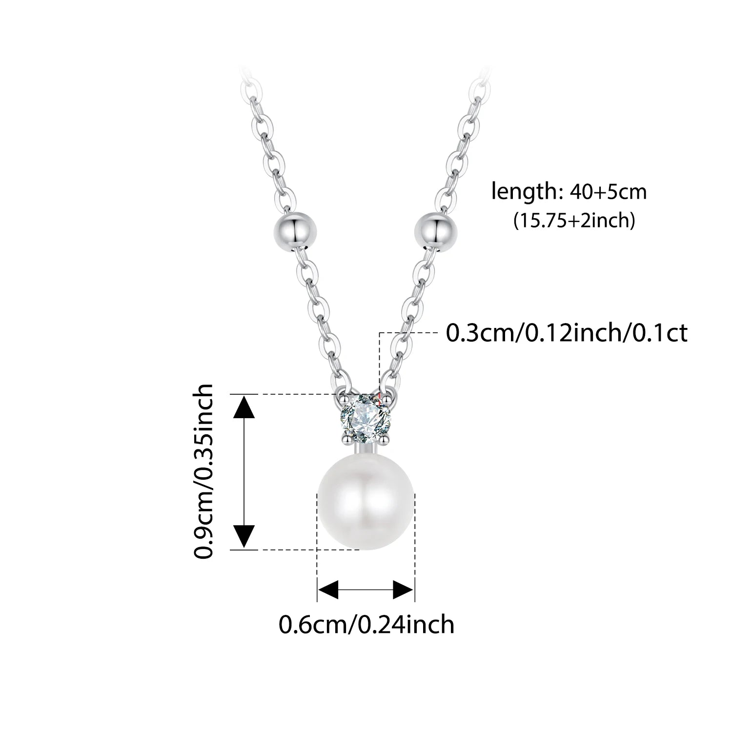 WOSTU 1 CT Moissanit Natürliche Perle Ohrstecker Labor Diamant 925 Sterling Silber Anhänger Frauen Hochzeit Set Valentinstag Geschenk