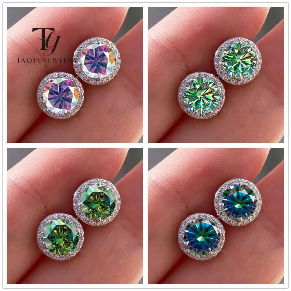 925 Sterling Silber 1 Karat Moissan ite runde Ohrringe Verlobung Hochzeit tägliche Arbeit Party Reisen luxuriöses Geschenk für Frauen