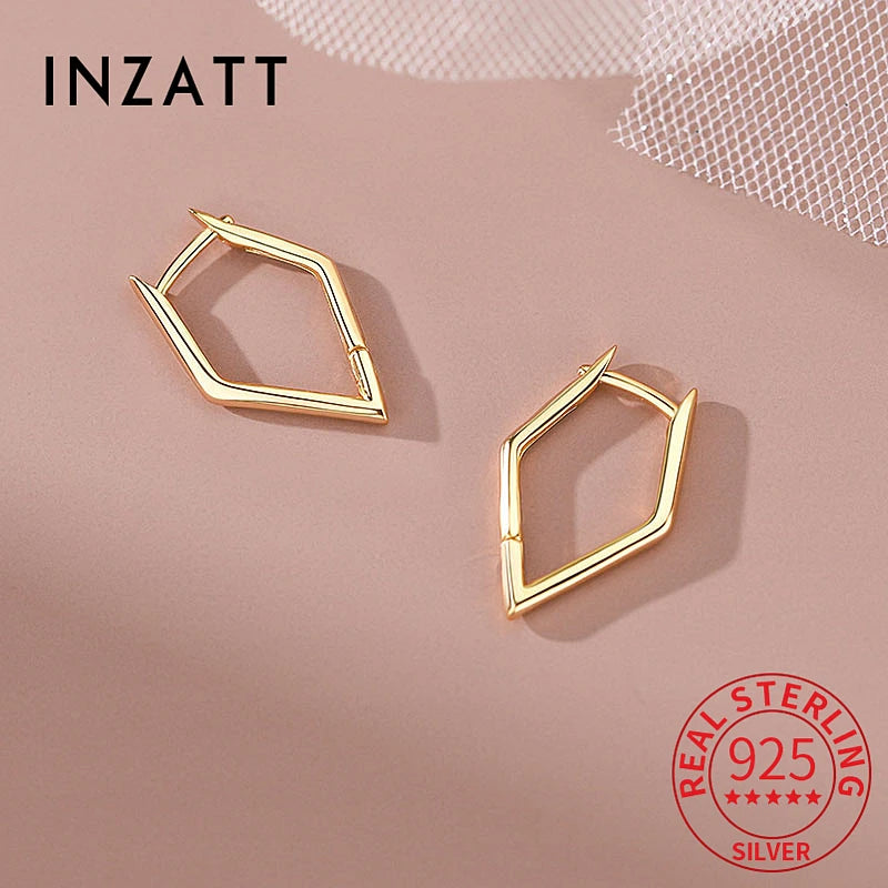 INZATT Echt 925 Sterling Silber 18 k Gold Geometrische Creolen Für Frauen Party Klassische Feine Schmuck Minimalistischen Zubehör