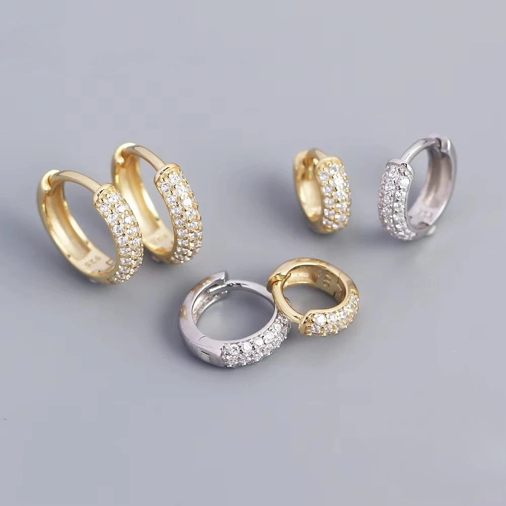 INZATT Echt 925 Sterling Silber 18 Karat Gold Voller Zirkon Runde Creolen für Frauen OL Edlen Schmuck Licht Luxus zubehör