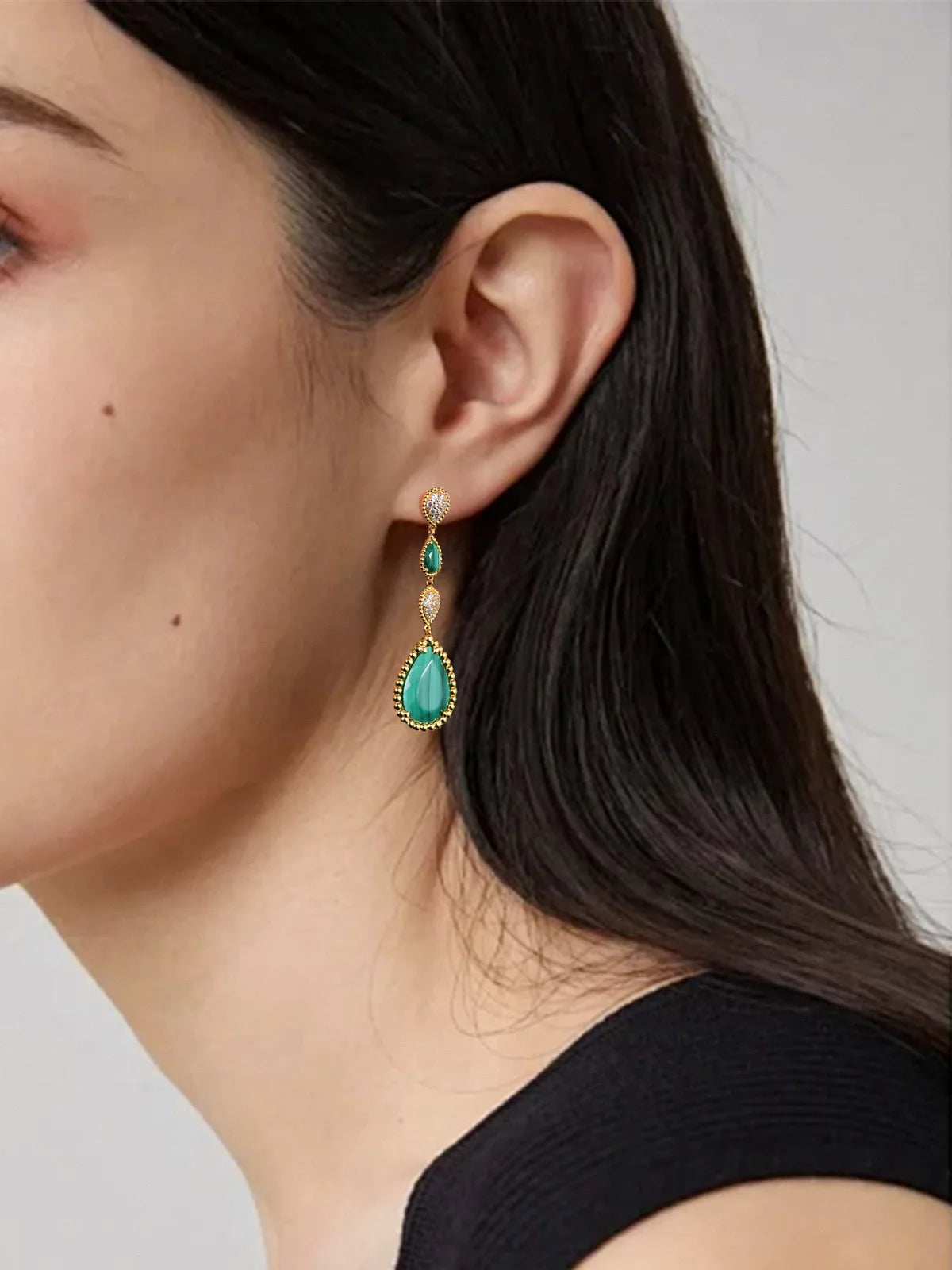 APIR Perlmutt-Wassertropfen-Ohrringe, böhmischer Stil, Damen-Ohrringe, Chalcedon/Granat, baumelnde Ohrringe, täglicher niedrigster Preis