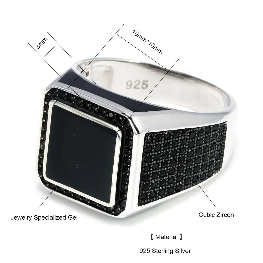 925er Silber-Siegelring für Herren – Micro-Zirkonia & Türkisches Biker-Design