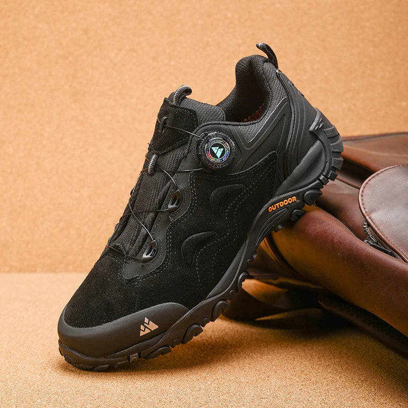 HIKEUP-Lederschuhe für Herren, Outdoor-Wanderschuhe, Touristentreckingsneaker, Bergsteigen, Trail-Joggingschuhe, Spannschloss