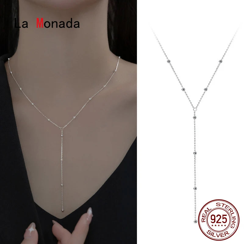 La Monada Damen-Halskette, 925er Silber, Ketten, Frau am Hals, minimalistischer Kettenanhänger, edler Schmuck für Frauen, Halskette, Silber, Mädchen