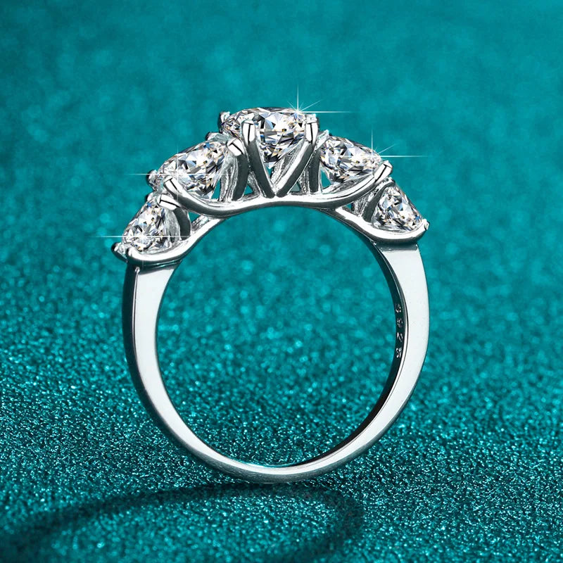 Moissanit Fünfstein-Ring Silber