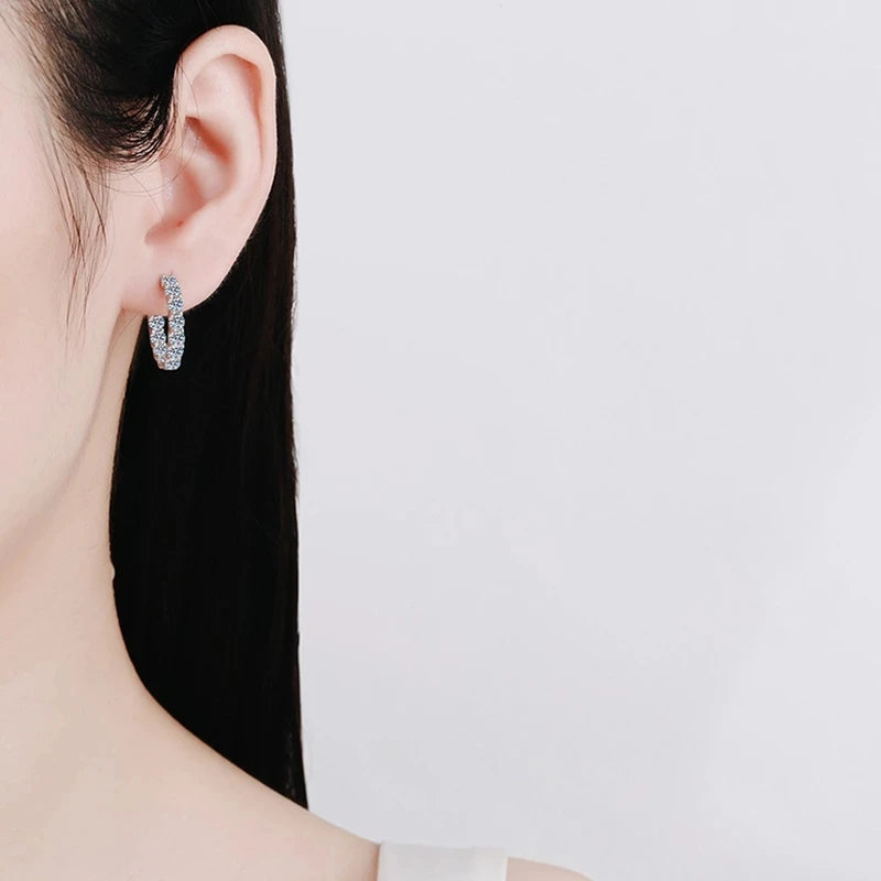 2,6 CT D Farbe Moissanit Creolen 925 Sterling Silber vergoldet mit 18 Karat Gold Ohrringe für Frauen Funkelnder Partyschmuck