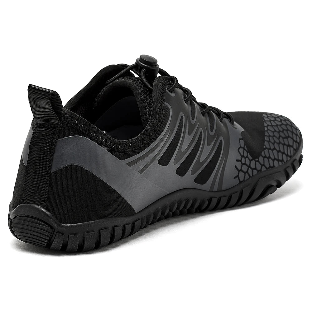 HOBIBEAR Barfußschuhe mit breiter Zehenpartie für Unisex, Kunstleder, Outdoor-Walking-Sneaker, Zero Drop, minimalistische Schuhe mit elastischem Band