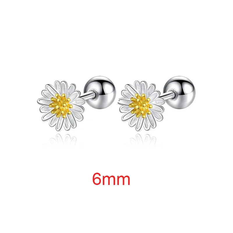 INZATT Echt 925 Sterling Silber 6/8mm Blume Ohrstecker für Frauen Klassische Feine Schmuck Piercing Schraube Ball Zubehör