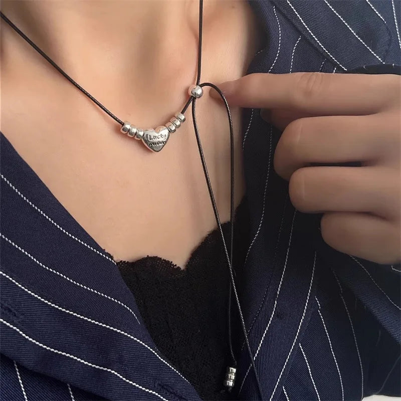 Halskette aus 925er-Sterlingsilber, schwarze Perlen, quadratisch, unregelmäßig, Punk, geometrisch, für Frauen und Mädchen, Schmuck, Geschenk, Dropshipping, Großhandel