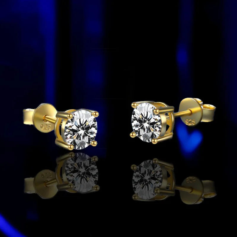 18K vergoldete Ohrringe S925 Sterling Silber D Farbe VVS1 Zirkon Ohrstecker für Frauen wie glänzend wie Diamant-Hochzeitsschmuck