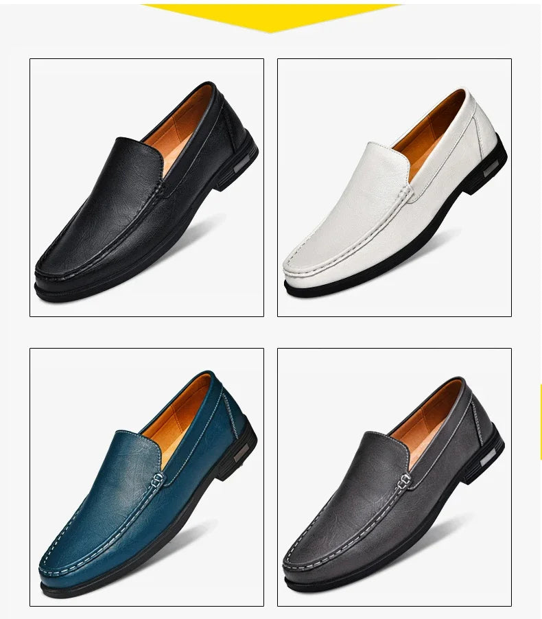 Echt leder Slip on Slipper Männer formelle Kleid Schuhe Büro fahren Hochzeits feier Mocasines Hombre große Größe Freizeit schuhe