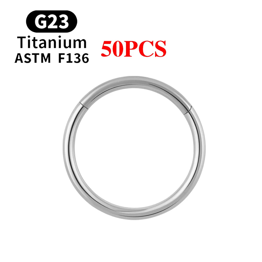 10/50PCS ASTM F136 Titan Nasenring Klapp Clicker Segment Septum Hoop Frauen Männer Ohr Knorpel Helix Ohrring Piercing schmuck