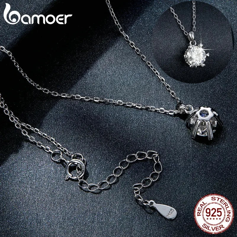 Bamoer 1 Karat Moissan ite Anhänger Halskette für Frauen hochwertige Sterling Silber Hochzeits feier Braut edlen Schmuck 3 Farben