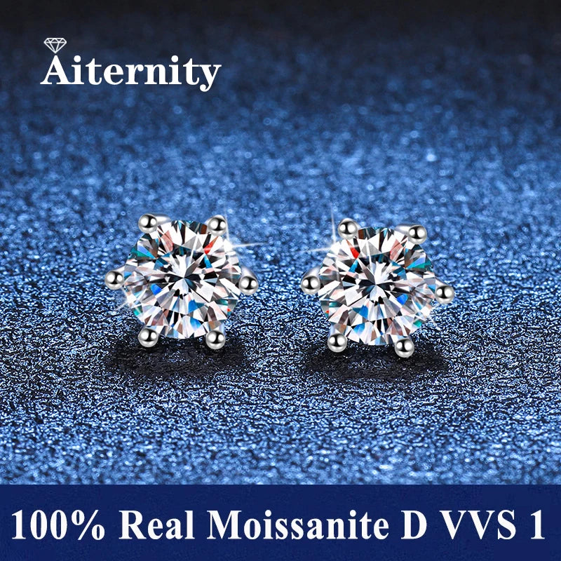 Moissanit-Ohrstecker mit 2 Zertifikaten, Diamant-Tester-Stift für Männer und Frauen, 925er Silber, 18 Karat vergoldet, Hochzeits-Edelstein