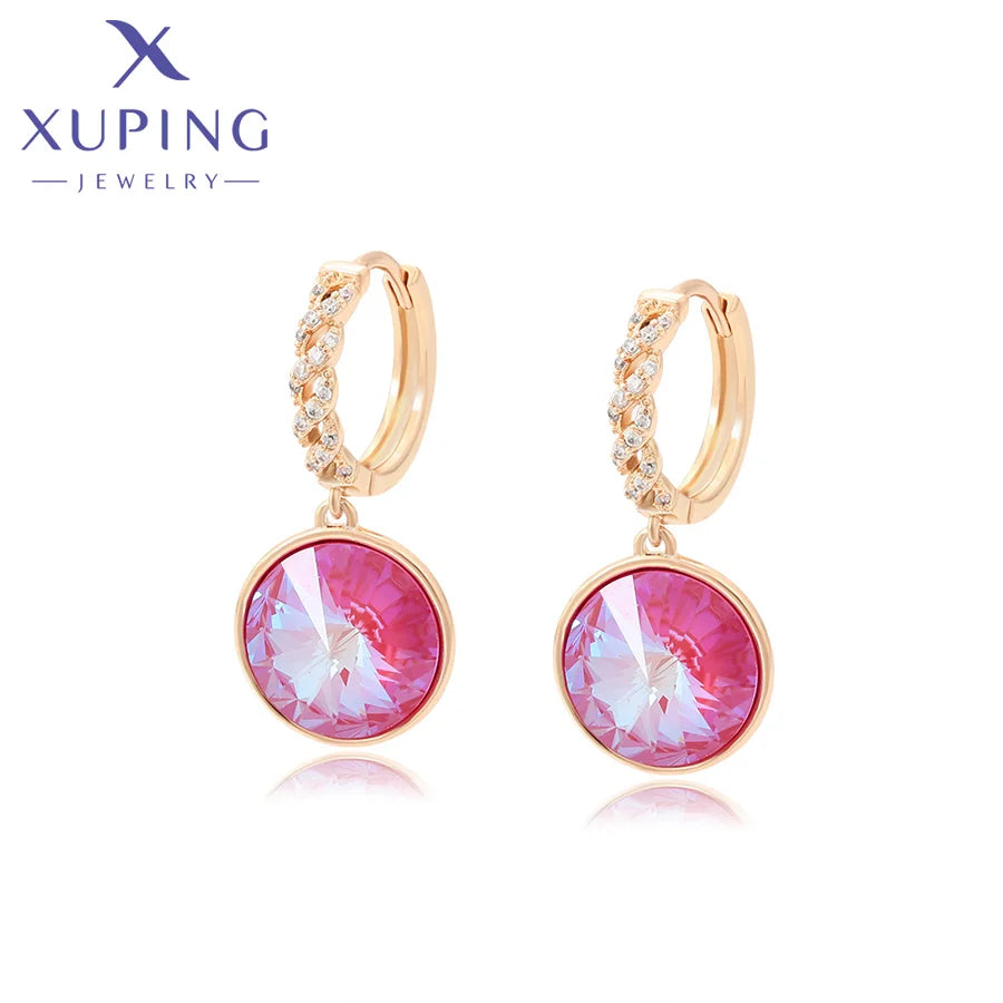 Xuping Jewelry Store Neuankömmling Kupferlegierung Charm vergoldet schöne Kristallohrringe für Frauen Mädchen Schmuck Geburtstagsfeier