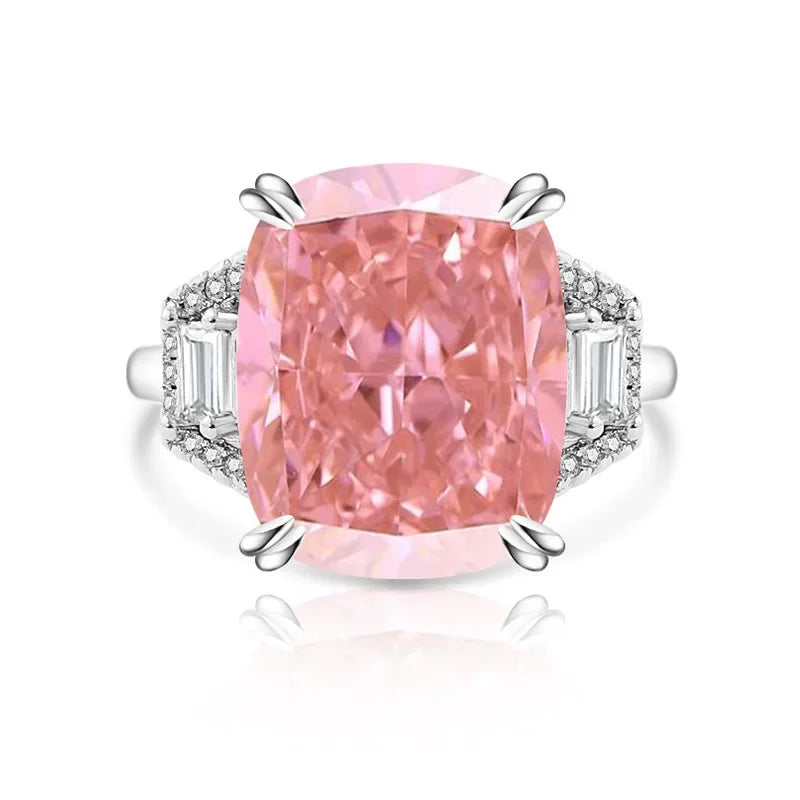 925er Silber Kristall-Zirkon Ring Quadratisch