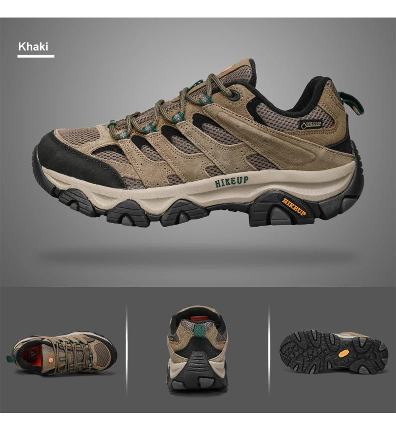 HIKEUP Turnschuhe für Männer Wanderschuhe Leder Trekking Stiefel Frauen Camping Jagd Herren Berg Taktische Stiefeletten Laufen Sneaker